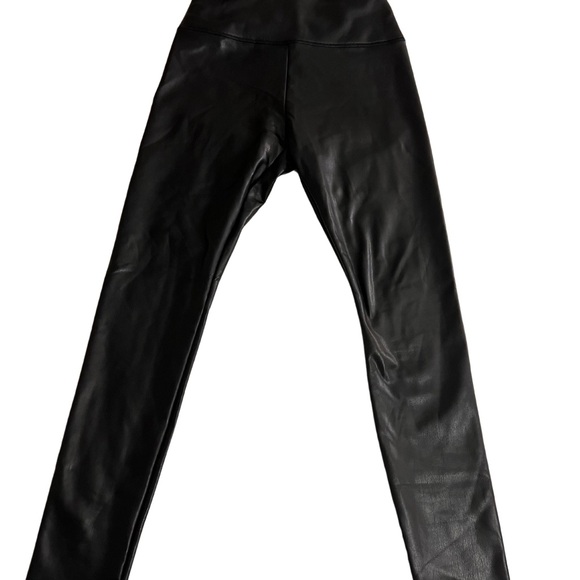 Black High-Waisted Faux Leather Leggings - Picture 6 of 8